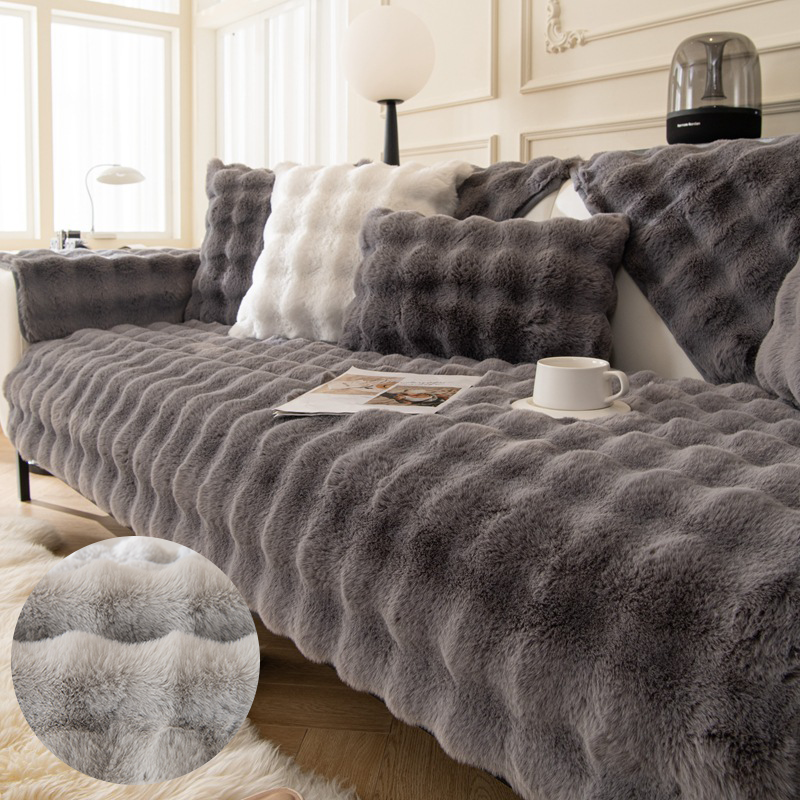 Rabbit Fur Plush Sofa Cushion