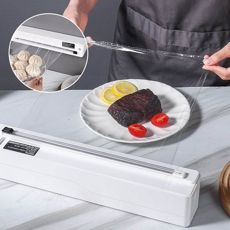 Magnetic Refillable Plastic Wrap Dispenser With Cutter