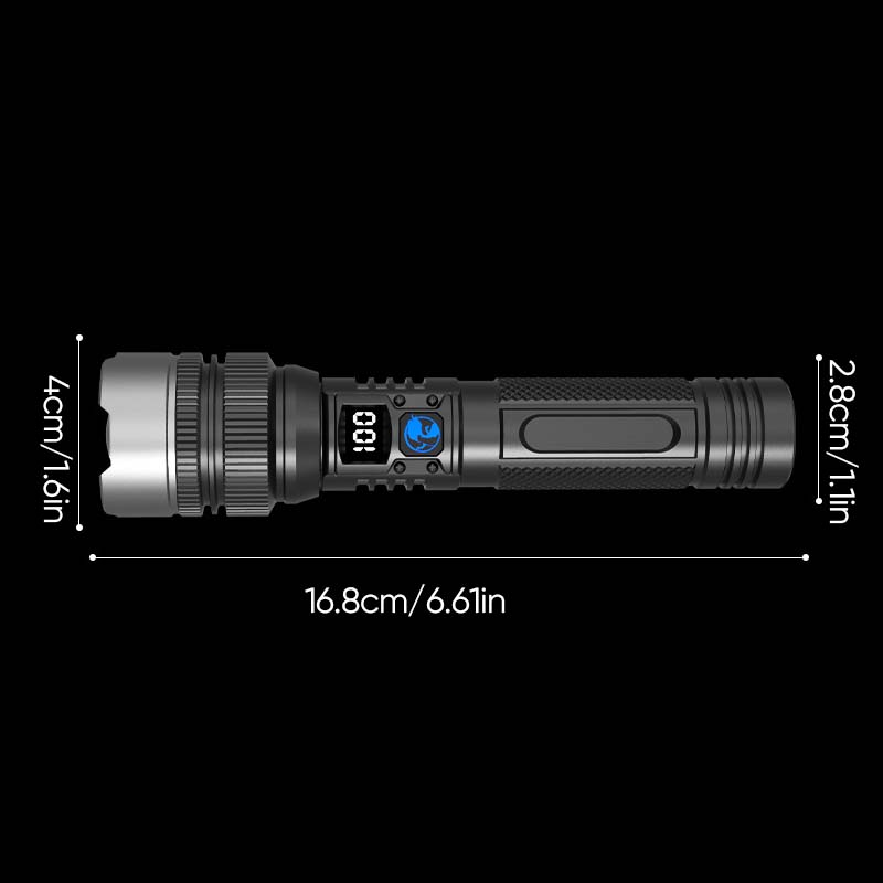 Waterproof Rechargeable Digital Display 2-in-1 Flashlight