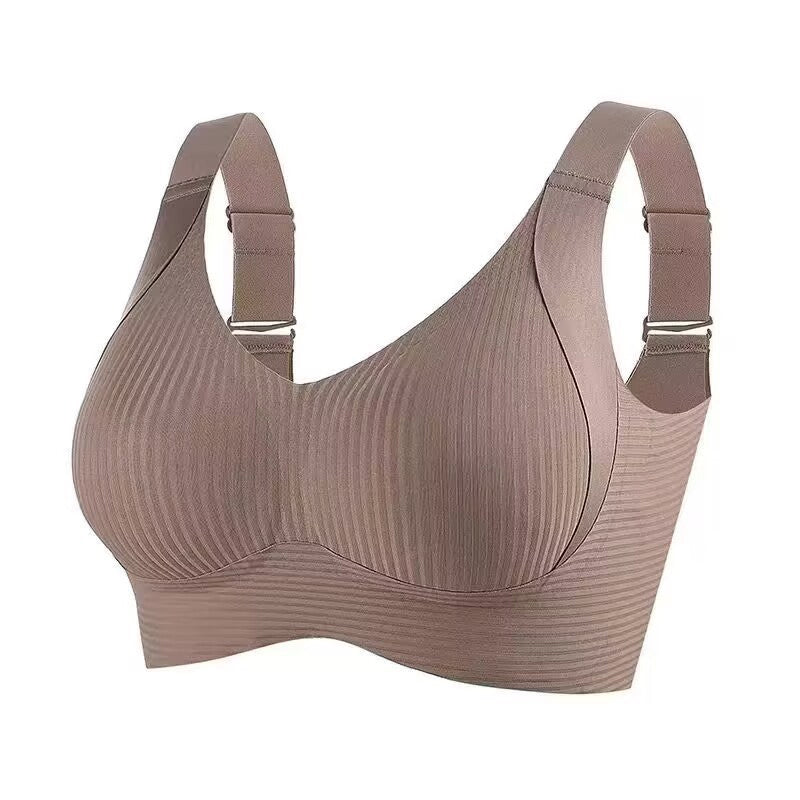 Women's Solid Four-breasted Adjustable Wireless Bra