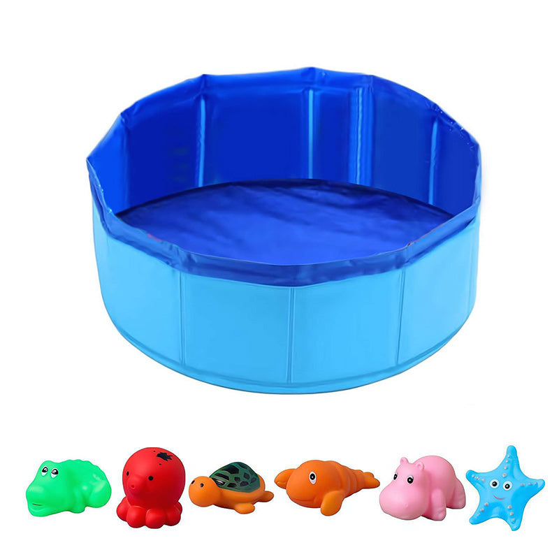 Folding pet pool with toys