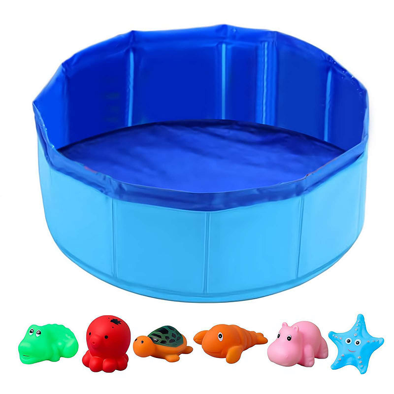 Folding pet pool with toys