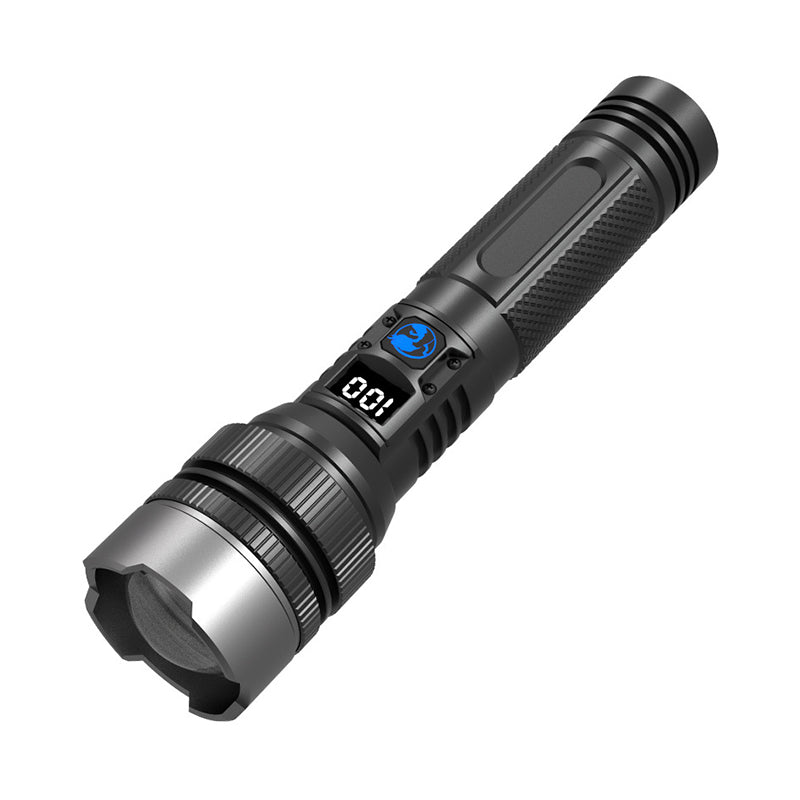 Waterproof Rechargeable Digital Display 2-in-1 Strong Light Flashlight