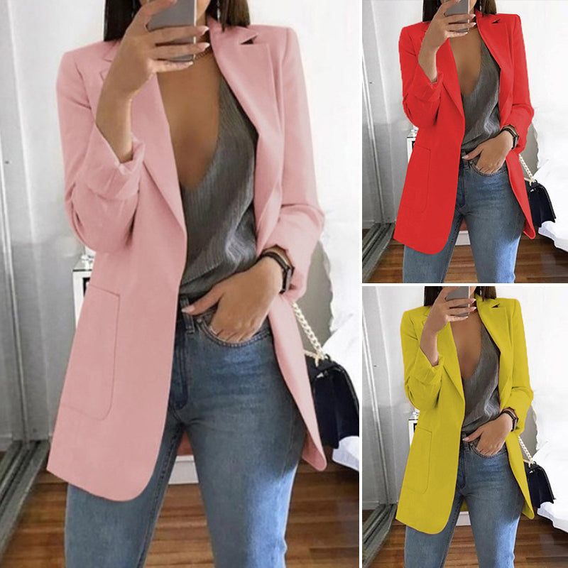 Women's Fashion Lapel Slim Cardigan Temperament Suit Jacket