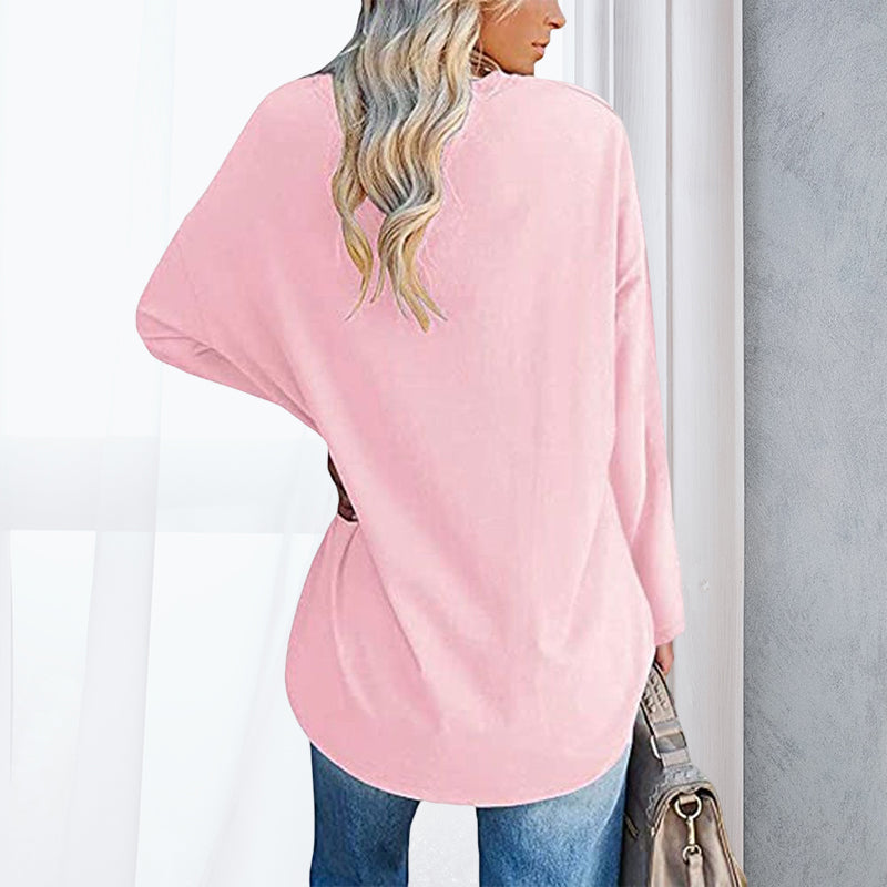 Women's Loose Long Sleeve Fashion V-neck Knit Top