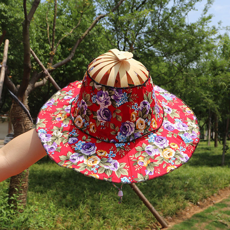 Bamboo Foldable Hand Fan Sun Hat