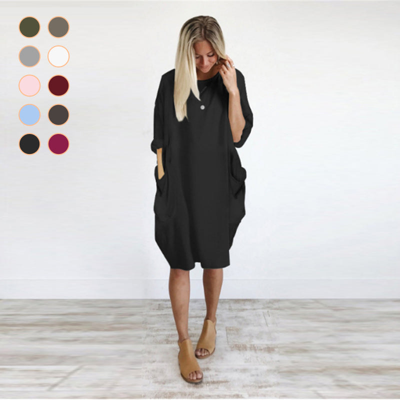 Women's Casual Solid O-Outline Dress