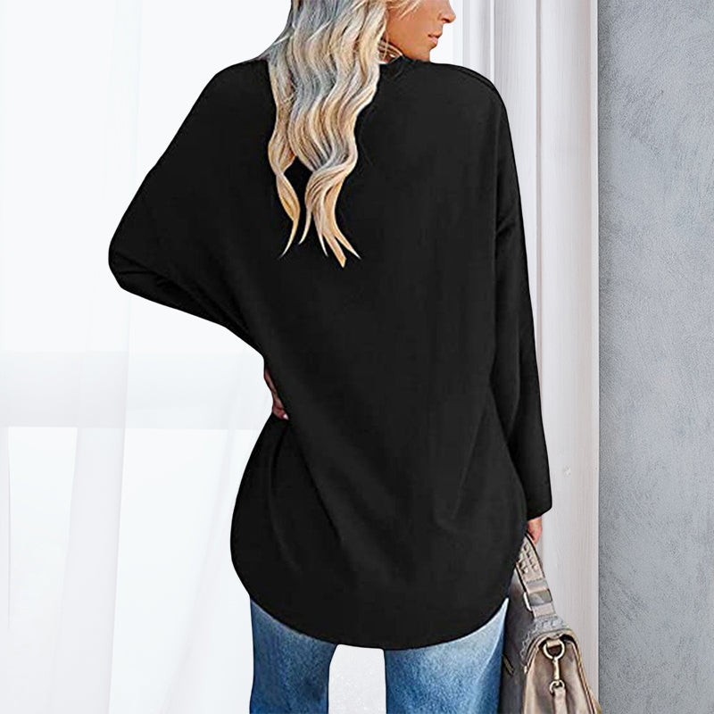 Women's Loose Long Sleeve Fashion V-neck Knit Top