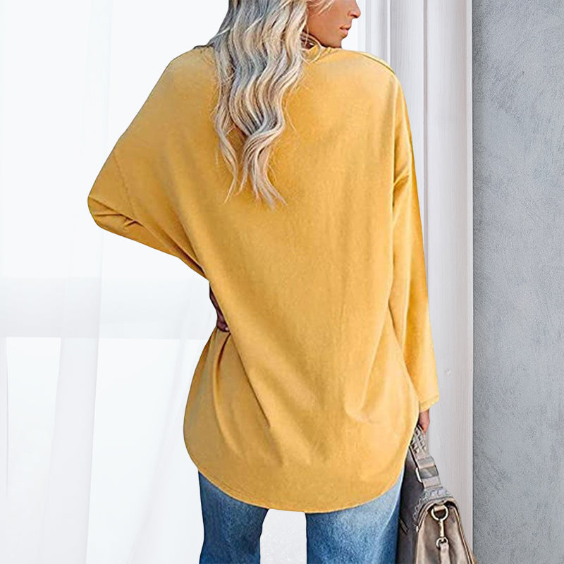 Women's Loose Long Sleeve Fashion V-neck Knit Top