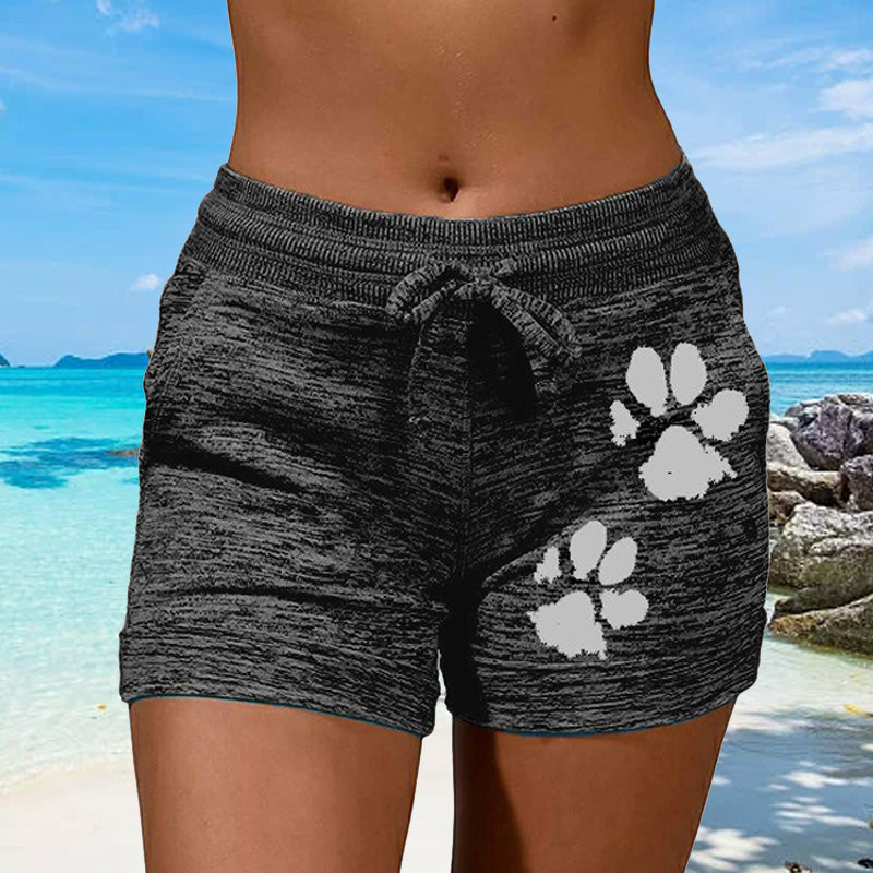 Women's Knitted Shorts With Paw Print