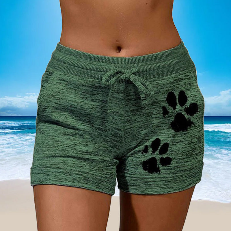 Women's Knitted Shorts With Paw Print