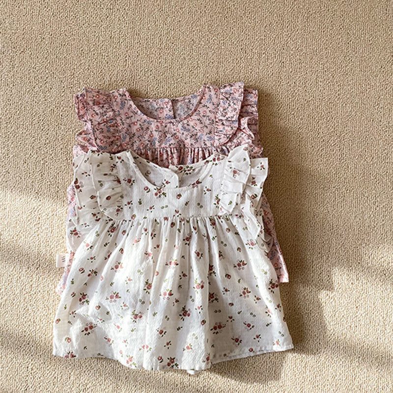 Girls Round Neck Floral Dress