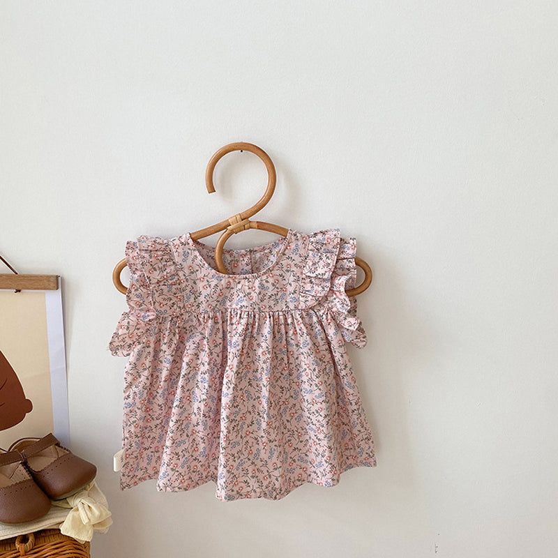 Girls Round Neck Floral Dress