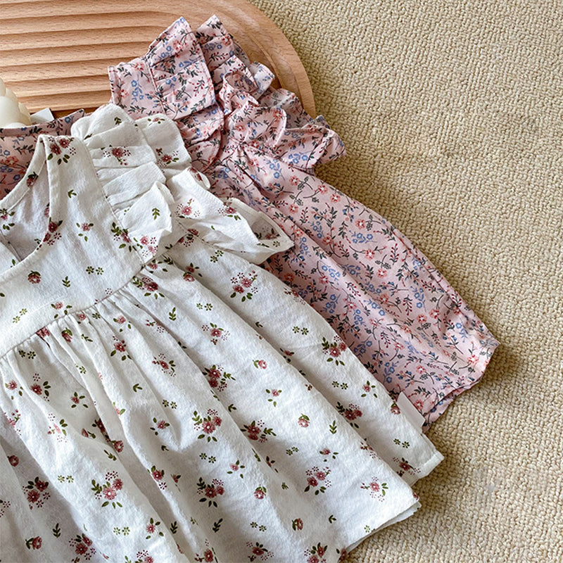 Girls Round Neck Floral Dress