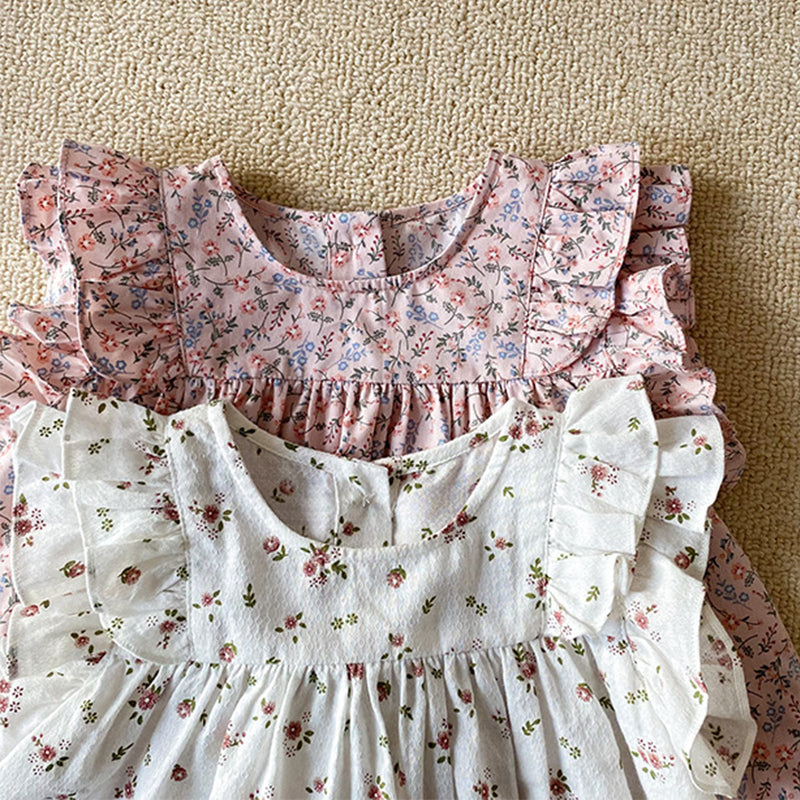 Girls Round Neck Floral Dress