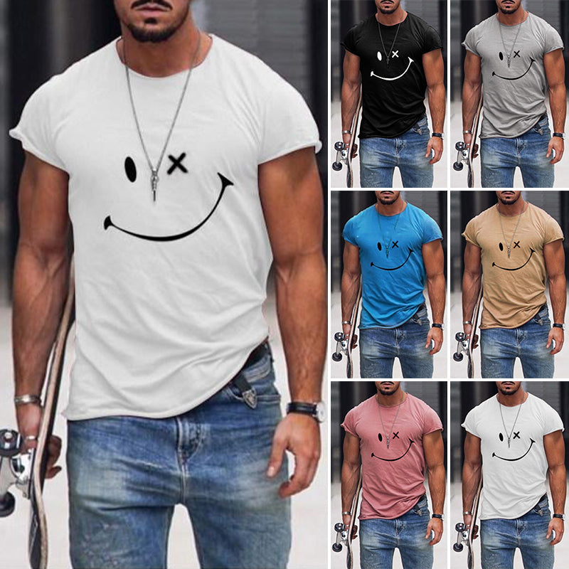 Men's Smile Round Neck Short Sleeve T-shirt