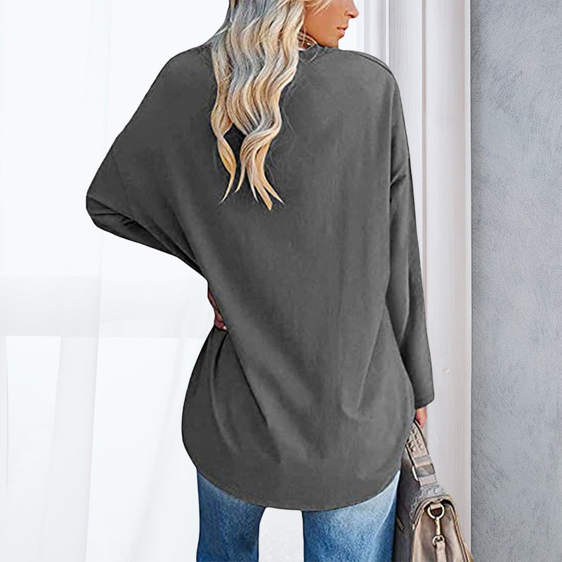 Women's Loose Long Sleeve Fashion V-neck Knit Top