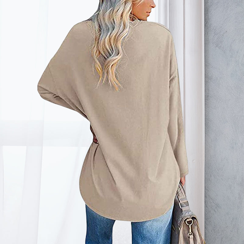 Women's Loose Long Sleeve Fashion V-neck Knit Top