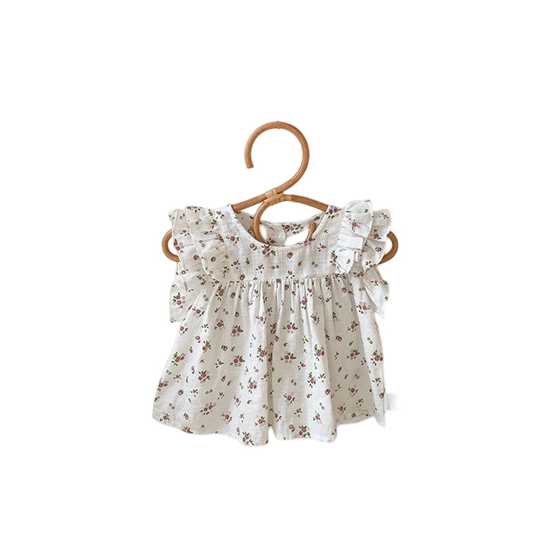 Girls Round Neck Floral Dress