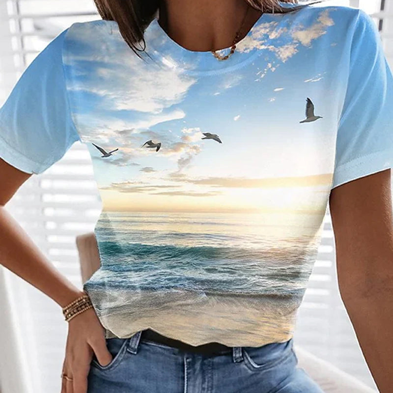 Women's Casual 3D Printed Painting T-shirt