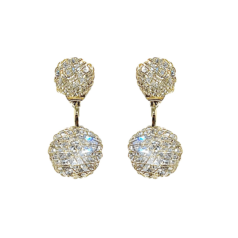 Simple Hollow Diamond Ball Earrings