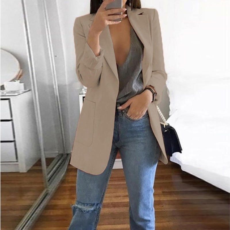 Women's Fashion Lapel Slim Cardigan Temperament Suit Jacket