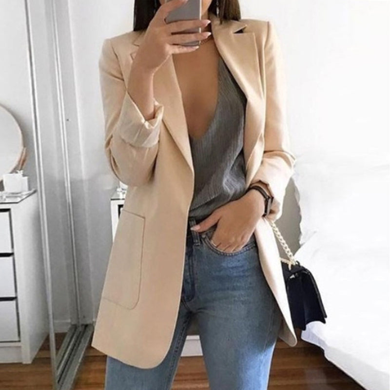 Women's Fashion Lapel Slim Cardigan Temperament Suit Jacket