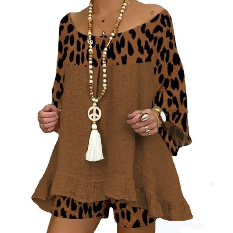 Women's Leopard Stitching Cotton Suit