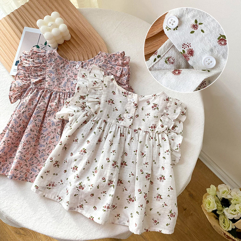 Girls Round Neck Floral Dress